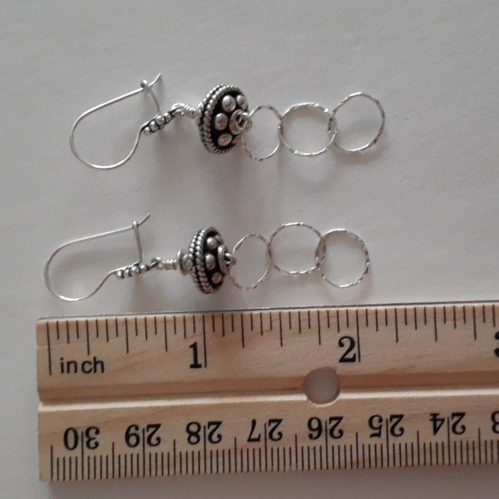 Dangly Ornate Sterling Silver Pierced Earrings A109 - Picture 6 of 13